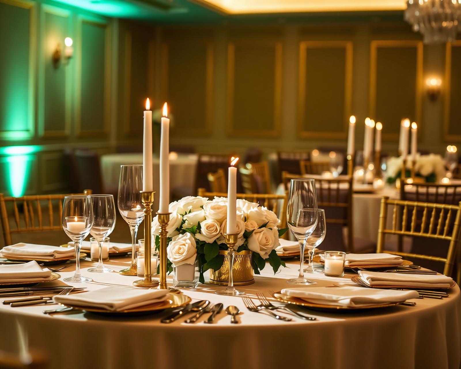Elegant Walima reception table setting at a UK luxury banquet hall