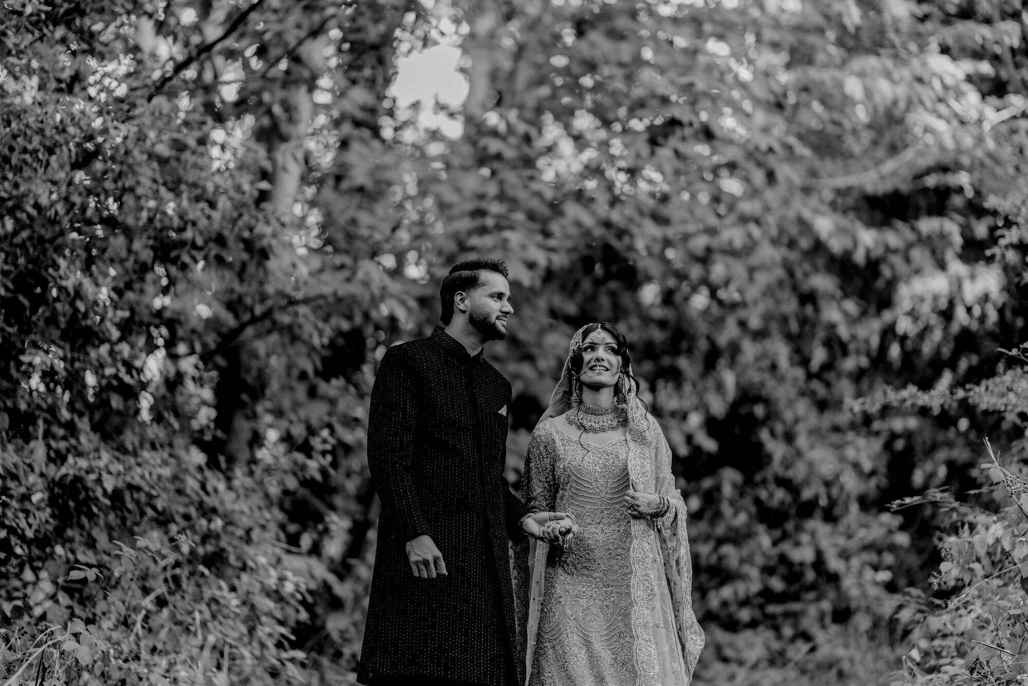 Asian wedding couple in luxury London ballroom